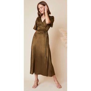 NWOT Whimsy + Row Lola Wrap Dress in Hunter Green